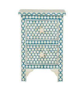 Bone Inlay Bedside Table Handmade Decorative Nightstand With Drawer Storage And Elegant Finish - Product Image 3