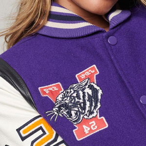 Chaqueta Varsity para Mujer al por Mayor en Stock, Nueva Llegada, Gran Venta, Transpirable, Tejida, Rellena de Poliéster, 100% Lana, con Letras de Nailon - Product Image 5