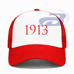 Delta |   Sigma |   Gorra Trucker de la Hermandad Theta con Impresión 3D - Diseño Rojo y Blanco de Primera Calidad, Personalizable con Cualquier Logotipo - Product Image 2