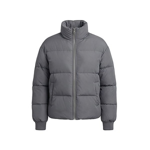 Hooded Quilted Waterproof <b>Bubble</b> Jacket Black Full Sleeve Winter Windproof Cotton Shell Knitted Fabric Polyester Filling Stand - Product Image 1
