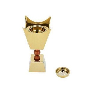 Brûleur à Bakhoor en Argile Métallique Argentée Martelée avec Connecteur en Perles de Bois, Censer, Citerne Amovible en Acier Inoxydable, Mabkhara - Product Image 3