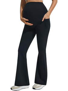 Pantalon de grossesse taille haute personnalisé en gros, extensible, ultra doux, en Spandex/Polyester, Legging en maille pour femme enceinte, Yoga - Product Image 5