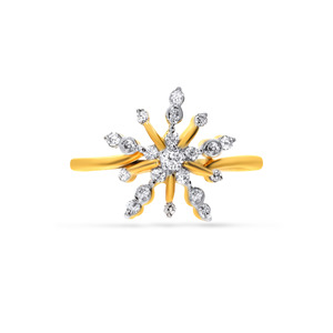 Exquisito Anillo de Boda de Oro Amarillo de 14K con Racimo Central de Diamantes, Delicados Detalles Pavé, Banda Curva, Lujoso, con Diamantes Cultivados en Laboratorio - Product Image 3