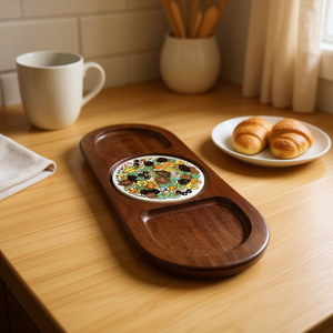 Wooden Printed Serving Tray with Handles for Tea Coffee Snacks or Breakfast <b>Kitchen</b> Decor Tray - Product Image 3