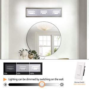 Modern LED 3-<b>Light</b> Bathroom <b>Vanity</b> <b>Lights</b> Dimmable Chrome Bath Wall Lighting for Over <b>Mirror</b> <b>Vanities</b> - Product Image 4