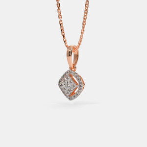Collier pendentif géométrique en or rose avec halo de diamants de laboratoire - Product Image 5
