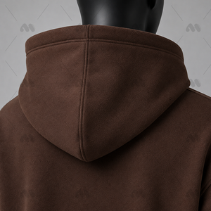 Sweat-shirt à capuche marron pour homme, couleur unie, poche avant avec logo, coupe ample, décontracté, pour l'automne, 100% coton, broderie 3D française - Product Image 5
