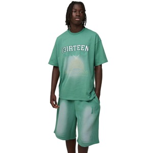 Conjunto de 2 Piezas de Felpa de Secado Rápido para Hombre con Logotipo Personalizado OEM, Camiseta Vintage de Corte Cuadrado de Algodón y Pantalones Cortos de Punto, Ropa Urbana de Verano - Product Image 6