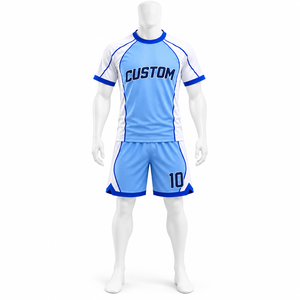เสื้อฟุตบอลผู้ชายแบบกำหนดเองสำหรับสโมสรและทีม  ผ้าโพลีเอสเตอร์ 100% แห้งเร็ว พิมพ์ลายแบบซับลิเมชั่น  พร้อมสกรีนชื่อทีมและโลโก้บริเวณคอเสื้อ - Product Image 2