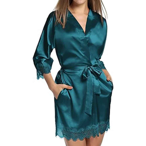 Bata de Novia de Encaje Floral para Mujer, Kimono de Satén, Lencería Transparente, Ropa de Dormir Sexy, Bata de Boda, Ropa de Noche de Satén OEM - Product Image 4