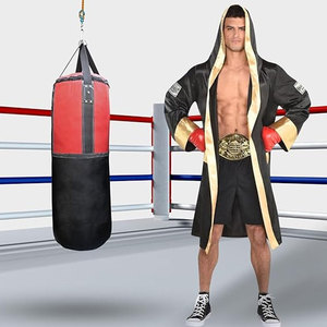 Robe de boxe en satin noir et or pour adultes, 1 pièce, réutilisable et lavable, pour Halloween, cosplay et fêtes costumées - Product Image 3