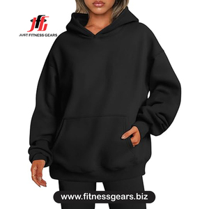 Sweat-shirt à capuche surdimensionné en polaire, sweat-shirt en coton uni, vêtements d'automne pour femmes, sweat-shirt respirant à manches longues - Product Image 1