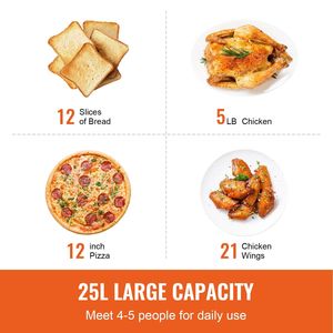 Forno da Banco Multifunzione 12-in-1 in Acciaio Inox da 25L 1700W con Friggitrice ad Aria, Tostapane e Piastra per Pizza - Product Image 5