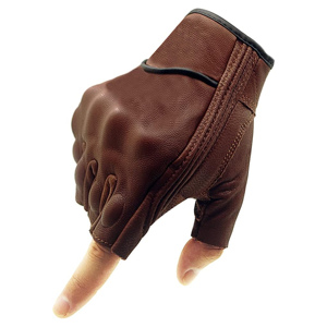 Leather <b>Half</b> Finger Racing Gloves Adjustable Hook And Loop Closure For Riding Outdoor Activities Unisex Anti <b>Slip</b> Protection - Product Image 6