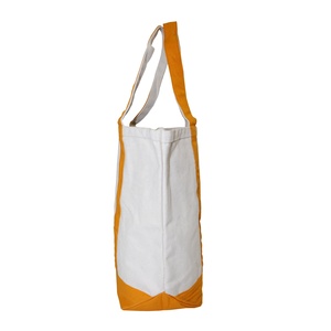 Bolsa de Compras de Tela Gruesa de 20 Oz, Combinación Blanca y Naranja, Asa Larga, Resistente y Duradera, Bolsa de Lona - Product Image 4