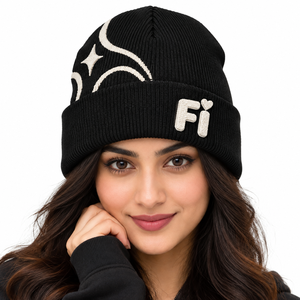 Gorros de Punto Personalizados al por Mayor con Bordado 3D, Unisex, para Invierno, con Puño Plegable, Diseño de Estrellas y Luna, Estilo Urbano, Proveedor de EE. UU. - Product Image 3