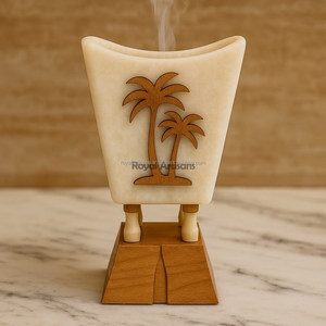 Nouveauté : Brûleur à encens Bakhoor Madhkan en bois et résine époxy, parfum arabe Oud, écologique, fait à la main, parfum d'intérieur pour le Ramadan - Product Image 4
