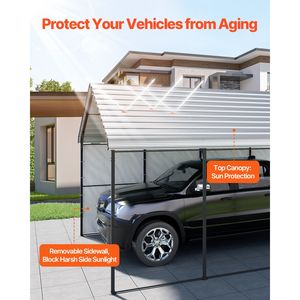 Robusto Carport in Metallo per Esterni 3,6x6m con Telaio in Acciaio Zincato e Tetto in Policarbonato Rimovibile per 2 Auto - Product Image 3
