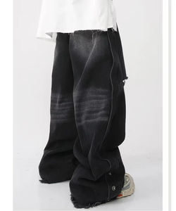 Pantalones Vaqueros de Mezclilla Desgastados con Lavado Ácido Personalizados al por Mayor para Hombre, Estilo Urbano Casual, Holgados, con Rasgaduras y Forro Polar Transpirable - Product Image 4