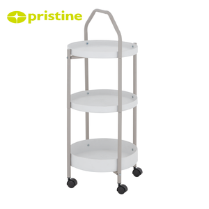 Carrito Auxiliar Redondo de Metal Moderno y Resistente de 3 Niveles con Ruedas y Fácil Limpieza para Cocina y Sala de Estar, Contenedor de Alimentos - Product Image 3