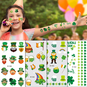 Tatuaggio Temporaneo Personalizzato a Forma di <span class=keywords><strong>Quadrifoglio</strong></span> Irlandese Verde, Adesivo per Viso e Corpo, Impermeabile e Rimovibile, per Bambini - Product Image 4