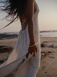 Handcrafted Raw Khadi Cotton Backless Beach Dress Boho Eco-Friendly Summer Maxi Premium Raw Khadi Cotton Maxi Dress - Product Image 2