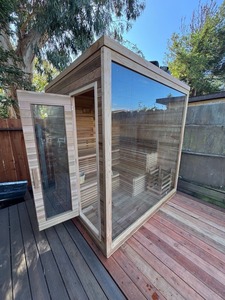 Sauna extérieur moderne en cèdre rouge canadien - Kit préfabriqué en kit plat - Product Image 1