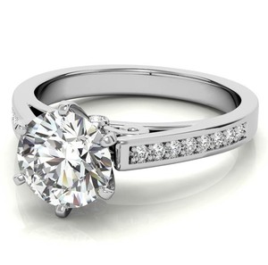 Cut Moissanite 7mm Prong Set <b>Ring</b> 925 Sterling <b>Silver</b> Rhodium Plated Luxury <b>Solitaire</b> Engagement Wedding Promise Bridal - Product Image 3
