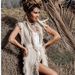 Poncho de festival bohème en coton brut, gilet hippie, kaftan bohème, cardigan taille unique, manteau pour femme, cache-maillot de bain - Product Image 3