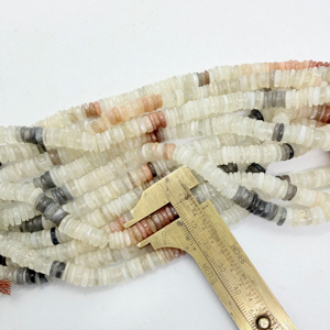 Perles de pierre de lune multicolores en forme de pneu Heishi, 4-5 mm, brin de 16 pouces, fabricant, fournisseur, vente en gros, perles pour la fabrication de bijoux - Product Image 1