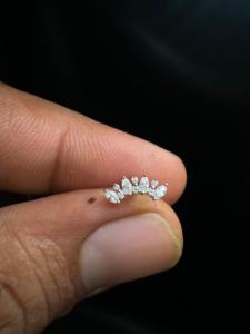 ต่างหูเพชรทรงมาร์คีส์แบบกลุ่ม ประดับเพชรแล็บโกรว์ ทองคำแท้ 14K ดีไซน์เรียบหรู สำหรับเจาะหูแบบ Conch Helix Cartilage - Product Image 2