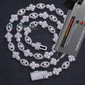 Women's S925 Silver Rhodium Plated Lab Grown Diamond Eye and Cross <b>Statement</b> <b>Necklace</b> Chains Link Chain Luxury Wedding Jewelry - Product Image 6