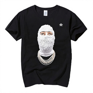 Men's <b>Black</b> <b>T</b>-<b>Shirt</b> Short Sleeve O-Neck Regular Fit Cotton Photo Print Front Street Style Graphic Pattern Breathable Jersey - Product Image 1