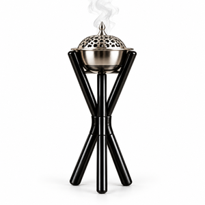 Stainless Steel Incense <b>Bakhoor</b> <b>Burner</b> with Sandalwood Stand Aromatherapy Diffuser for All-Season Use - Product Image 3