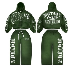 Fall Women Waffle Knit Tracksuit Custom Logo Contrast Piping <b>Cropped</b> <b>Zip</b> <b>up</b> Hoodie Flare Sweatpants Two Piece Streetwear Set - Product Image 6