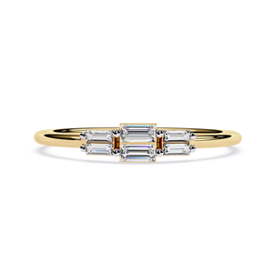 Anillo apilable de oro macizo de 14k para mujer con seis diamantes talla baguette, ideal para regalo, compromiso, aniversario o boda. - Product Image 1