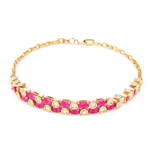 Fine Gold Bangles with <b>Ruby</b> and American Diamond Studded Design 2x6 Size - Product Image 1