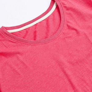 T-shirt à manches courtes pour femmes, col rond, couleur unie, tricoté, coupe régulière, décontracté, rouge - Product Image 3