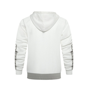Conjunto Deportivo para Hombre con Capucha y Bloques de Color Blanco y Gris, Sudadera con Cremallera Completa y Pantalones, Ropa Casual de Otoño con Bolsillos Laterales - Product Image 6