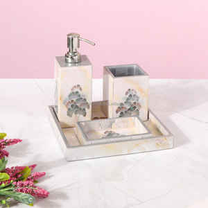Exclusive Handcrafted Bathroom <b>Set</b> with enamel printed Mosaic Luxury <b>Soap</b> Dispenser, Vanity Tray, Tumbler, and Holder - Product Image 3