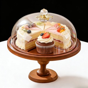 Base para Pastel de Madera con Tapa de Cristal Redonda, No Tóxica, Solo Lavar a Mano - Product Image 6