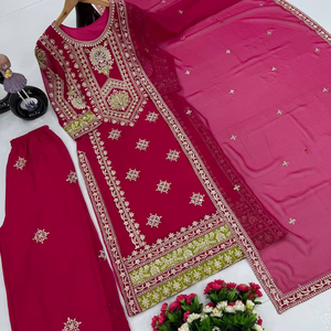 Vestido Maxi Reversible de Mujer, Estilo Fiesta, con Bordado de Lentejuelas y Perlas, de Georgette Sintética Pesada, de Secado Rápido y Corte Regular - Product Image 6