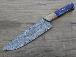 Ensemble de couteaux de cuisine en acier Damas de style japonais faits à la main, couteau de chef personnalisé en acier inoxydable avec manche en bois Pakka pour couper les légumes - Product Image 5