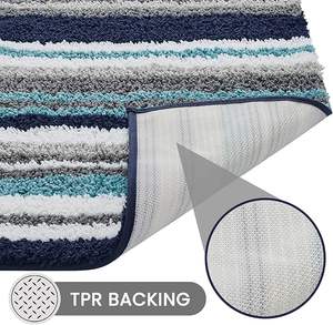 Tapis de bain antidérapant en microfibre lavable, design rayé noir et blanc, tufté, personnalisé en usine, pour salle de bain, 2026 - Product Image 2