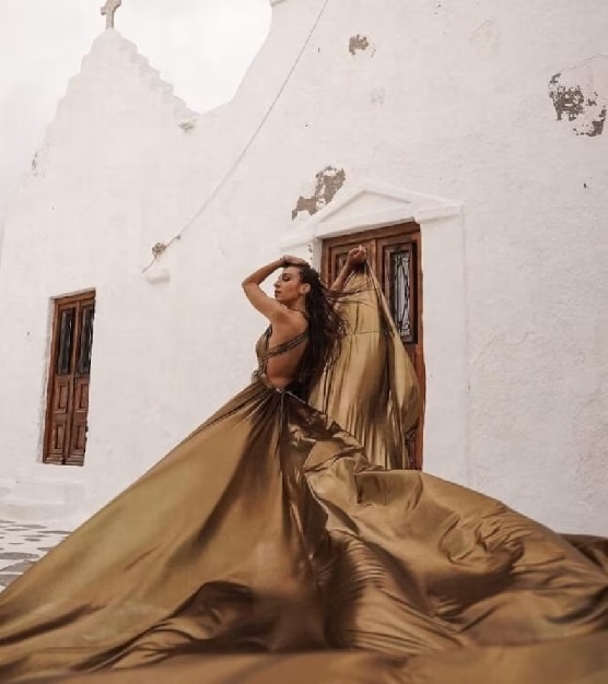 Handmade Long Flowy Flying Dress for Women - A-Line Satin Long Train Dress  for Weddings & Photoshoots