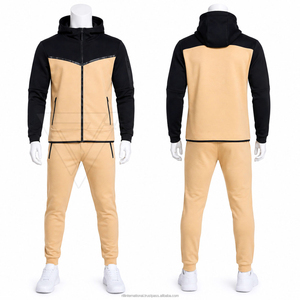 Conjunto Deportivo de Sudadera con Capucha y Pantalones Jogger, Resistente al Viento, Estilo Urbano, Dos Tonos, con Bolsillo Canguro, para Hombre, Invierno, Gimnasio, 100% Algodón, Venta al Por Mayor - Product Image 2