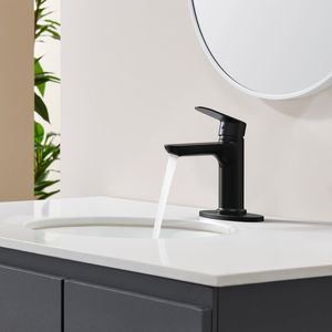 Rubinetto da Bagno Monocomando Nero Opaco con Tubi da 9/16 Pollici, Montaggio su Piano per Lavabo a 1 o 3 Fori, Rubinetto per Doccia e Vasca - Product Image 3