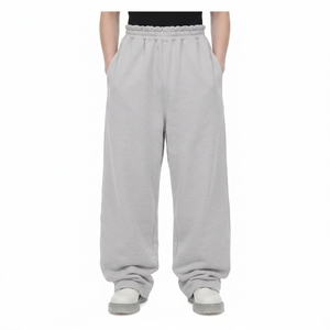 Custom Oversized Sweatpants <b>Mens</b> Heavyweight Plain Grey <b>Wide</b> <b>Leg</b> Track Pants Streetwear Loose Fit Elastic Waist Baggy <b>Trousers</b> - Product Image 3