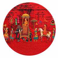 Set de table rond traditionnel en papier avec imprimé de défilé d'éléphants, lavable, pour la décoration de la maison