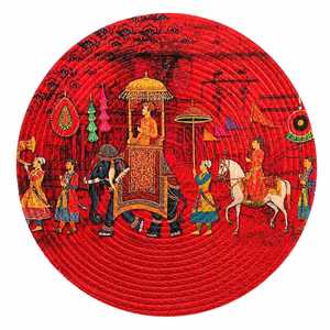 Set de table rond traditionnel en papier avec imprimé de défilé d'éléphants, lavable, pour la décoration de la maison - Product Image 1